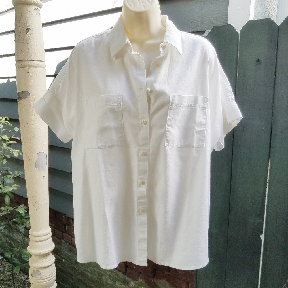 NWT Madewell white cotton Courier Shirt sz M